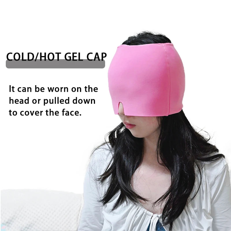 Gel Ice Headache Migraine Relief Hat Cold Compress Therapy Cap Ice Head Wrap Pack Eye Mask for Pressure Relieve Pain Ice Hat