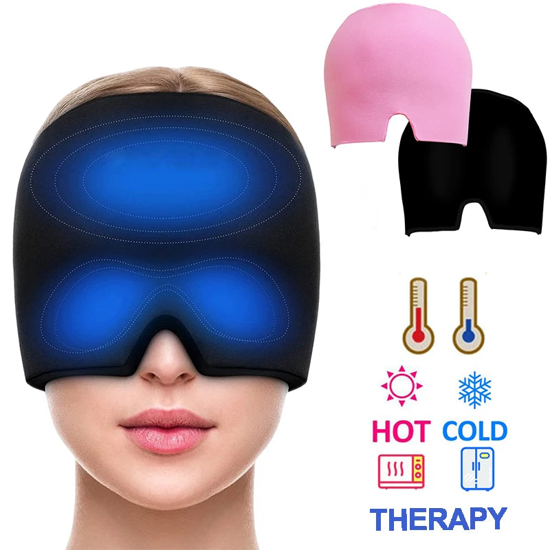 Gel Ice Headache Migraine Relief Hat Cold Compress Therapy Cap Ice Head Wrap Pack Eye Mask for Pressure Relieve Pain Ice Hat